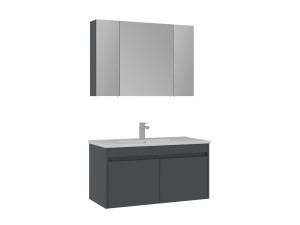 Set mobile lavabo con specchio (2 pezzi) "Side 100 v3" - 100 x 45 x 52 cm - Antracite opaco