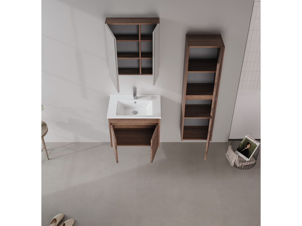 Mobile lavabo "Side 65 v2" - 65 x 45 x 52 cm - Noce scuro