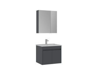 Set mobile lavabo con specchio (2 pezzi) "Side 65 v2" - 65 x 45 x 52 cm - Antracite opaco