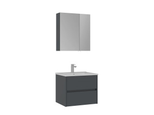 Set mobile lavabo con specchio (2 pezzi) "Side 65 v2" - 65 x 45 x 52 cm - Antracite opaco