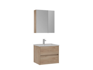 Set mobile lavabo con specchio (2 pezzi) "Side 65 v2" - 65 x 45 x 52 cm - Rovere