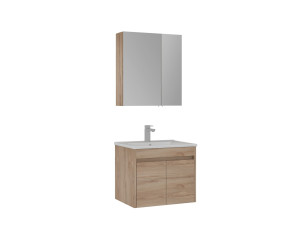 Set mobile lavabo con specchio (2 pezzi) "Side 65 v2" - 65 x 45 x 52 cm - Rovere