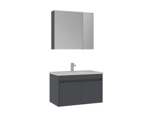 Set mobile lavabo con specchio (2 pezzi) "Side 85 v2" - 85 x 45 x 52 cm - Antracite opaco