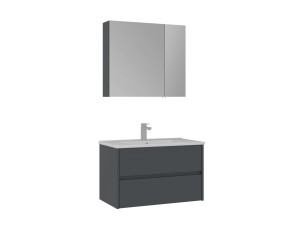 Set mobile lavabo con specchio (2 pezzi) "Side 85 v2" - 85 x 45 x 52 cm - Antracite opaco