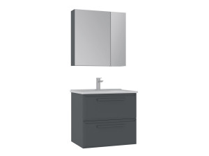 Set mobile lavabo con specchio (2 pezzi) "Nuvola 65 v2" - 65 x 50 x 62 cm - Antracite