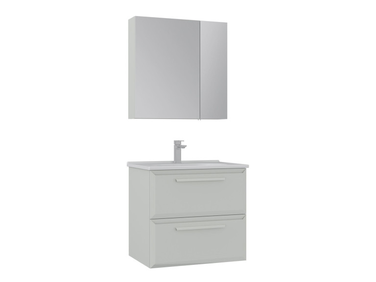 Set mobile lavabo con specchio (2 pezzi) "Nuvola 65 v2" - 65 x 50 x 62 cm - Cashmere