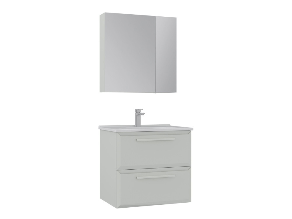Set mobile lavabo con specchio (2 pezzi) "Nuvola 65 v2" - 65 x 50 x 62 cm - Cashmere