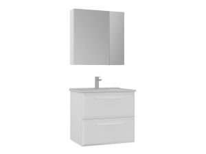 Set mobile lavabo con specchio (2 pezzi) "Nuvola 65 v2" - 65 x 50 x 62 cm - Bianco