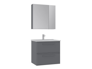 Set mobile lavabo con specchio (2 pezzi) "Nuvola 65 v2" - 65 x 50 x 62 cm - Grigio