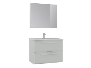 Set mobile lavabo con specchio (2 pezzi) "Nuvola 80 v2" - 80 x 50 x 62 cm - Cashmere