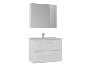 Set mobile lavabo con specchio (2 pezzi) "Nuvola 80 v2" - 80 x 50 x 62 cm - Bianco