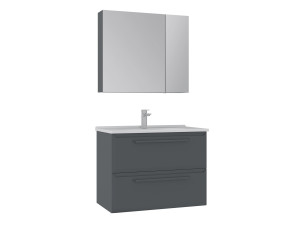 Set mobile lavabo con specchio (2 pezzi) "Nuvola 80 v2" - 80 x 50 x 62 cm - Antracite