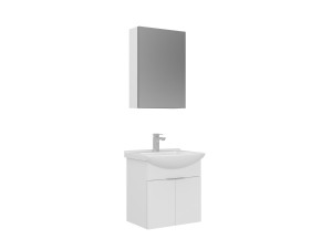 Set mobile lavabo con specchio (2 pezzi) "Purus 55" - 55 x 50 x 58 cm - Bianco