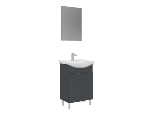 Set mobile lavabo con specchio (2 pezzi) "Purus 55" - 55 x 2 x 83 cm - Antracite opaco