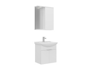 Set mobile lavabo con specchio (2 pezzi) "Purus 55" - 55 x 50 x 58 cm - Bianco