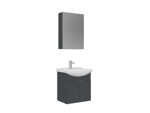 Set mobile lavabo con specchio (2 pezzi) "Purus 55" - 55 x 50 x 58 cm - Antracite opaco