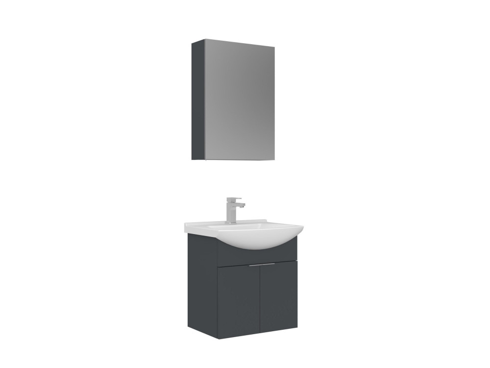 Set mobile lavabo con specchio (2 pezzi) "Purus 55" - 55 x 50 x 58 cm - Antracite opaco