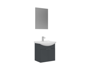 Set mobile lavabo con specchio (2 pezzi) "Purus 55" - 55 x 50 x 58 cm - Antracite opaco