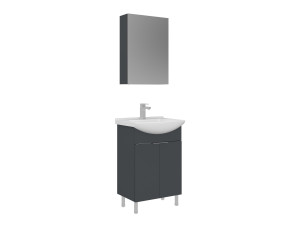 Set mobile lavabo con specchio (2 pezzi) "Purus 55" - 55 x 50 x 83 cm - Antracite opaco