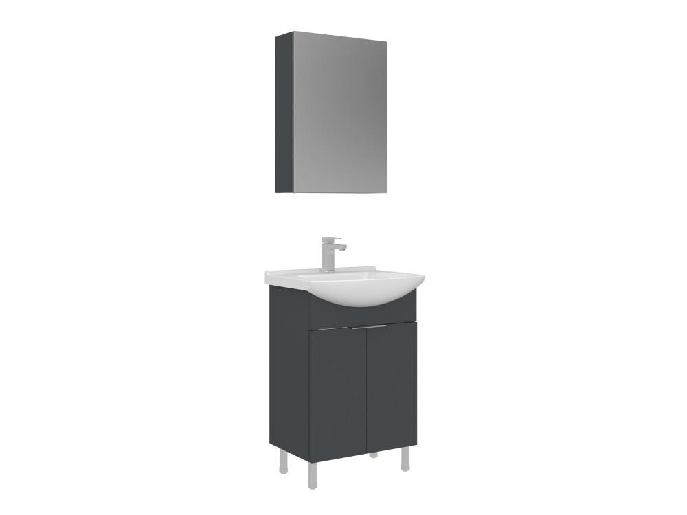Set mobile lavabo con specchio (2 pezzi) "Purus 55" - 55 x 50 x 83 cm - Antracite opaco