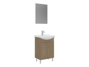 Set mobile lavabo con specchio (2 pezzi) "Purus 55" - 55 x 2 x 83 cm - Rovere