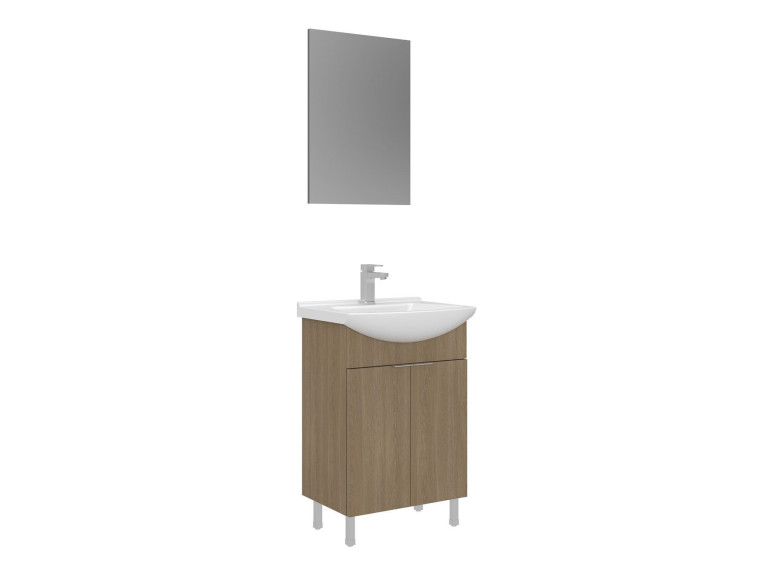 Set mobile lavabo con specchio (2 pezzi) "Purus 55" - 55 x 2 x 83 cm - Rovere