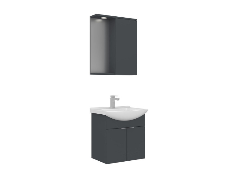 Set mobile lavabo con specchio (2 pezzi) "Purus 55" - 55 x 50 x 58 cm - Antracite opaco