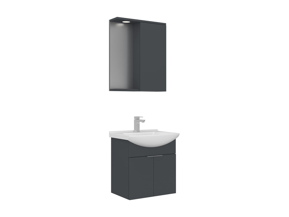 Set mobile lavabo con specchio (2 pezzi) "Purus 55" - 55 x 50 x 58 cm - Antracite opaco
