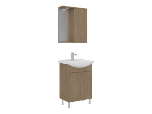 Set mobile lavabo con specchio (2 pezzi) "Purus 55" - 55 x 50 x 83 cm - Rovere