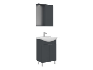 Set mobile lavabo con specchio (2 pezzi) "Purus 55" - 55 x 50 x 83 cm - Antracite opaco
