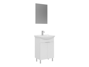 Set mobile lavabo con specchio (2 pezzi) "Purus 55" - 55 x 2 x 83 cm - Bianco