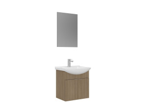 Set mobile lavabo con specchio (2 pezzi) "Purus 55" - 55 x 50 x 58 cm - Rovere
