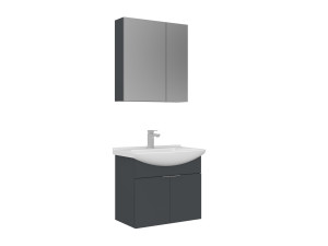 Set mobile lavabo con specchio (2 pezzi) "Purus 65" - 65 x 50 x 58 cm - Antracite opaco