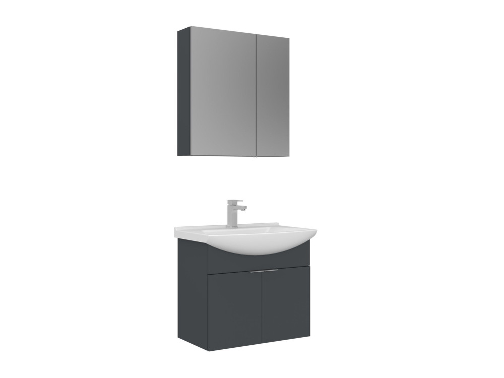 Set mobile lavabo con specchio (2 pezzi) "Purus 65" - 65 x 50 x 58 cm - Antracite opaco
