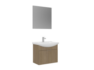 Set mobile lavabo con specchio (2 pezzi) "Purus 65" - 65 x 50 x 58 cm - Rovere