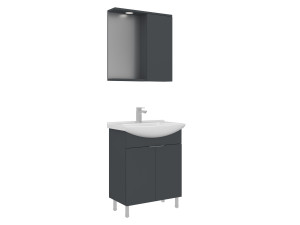 Set mobile lavabo con specchio (2 pezzi) "Purus 65" - 65 x 50 x 83 cm - Antracite opaco