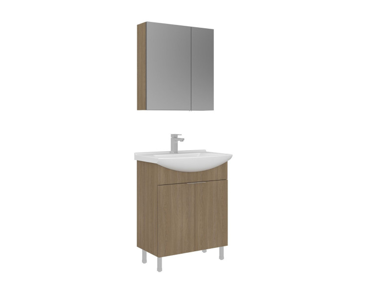 Set mobile lavabo con specchio (2 pezzi) "Purus 65" - 65 x 50 x 83 cm - Rovere