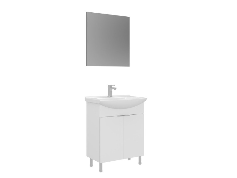 Set mobile lavabo con specchio (2 pezzi) "Purus 65" - 65 x 50 x 83 cm - Bianco