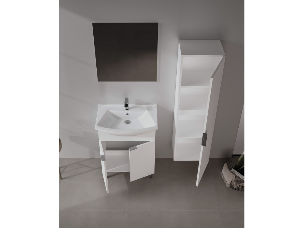 Set mobile lavabo con specchio (2 pezzi) "Purus 65" - 65 x 50 x 83 cm - Bianco