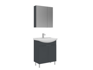 Set mobile lavabo con specchio (2 pezzi) "Purus 65" - 65 x 50 x 83 cm - Antracite opaco