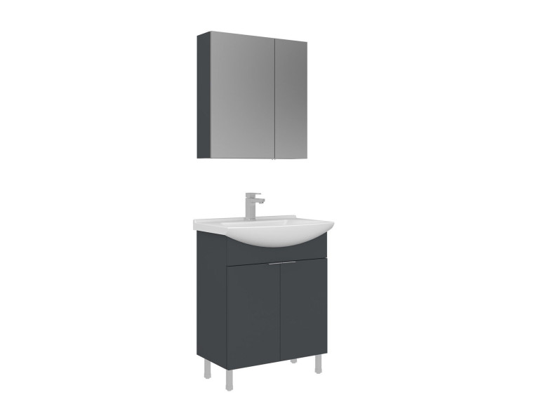 Set mobile lavabo con specchio (2 pezzi) "Purus 65" - 65 x 50 x 83 cm - Antracite opaco