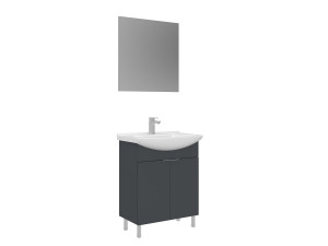 Set mobile lavabo con specchio (2 pezzi) "Purus 65" - 65 x 50 x 83 cm - Antracite opaco
