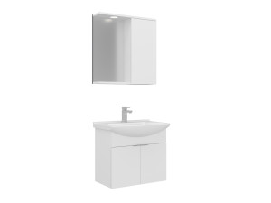 Set mobile lavabo con specchio (2 pezzi) "Purus 65" - 65 x 50 x 58 cm - Bianco