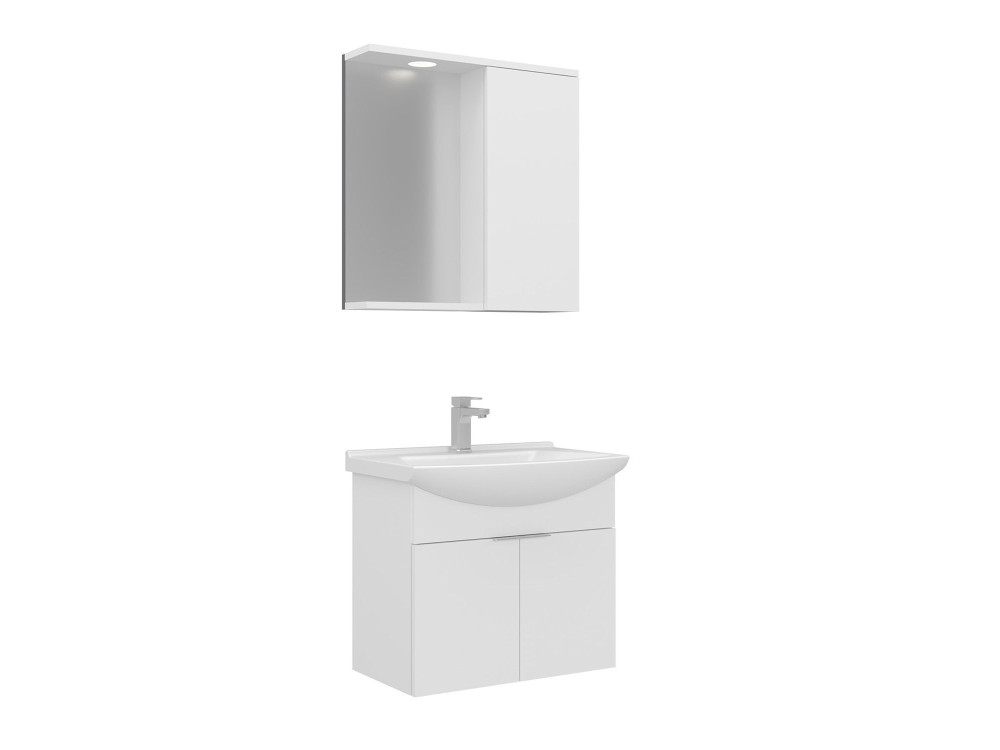 Set mobile lavabo con specchio (2 pezzi) "Purus 65" - 65 x 50 x 58 cm - Bianco