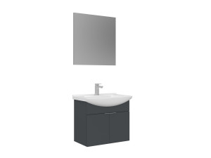 Set mobile lavabo con specchio (2 pezzi) "Purus 65" - 65 x 50 x 58 cm - Antracite opaco