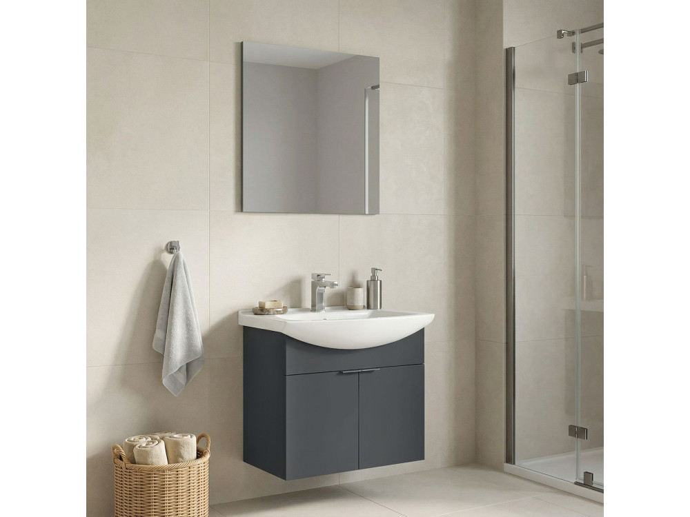 Set mobile lavabo con specchio (2 pezzi) "Purus 65" - 65 x 50 x 58 cm - Antracite opaco