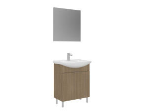 Set mobile lavabo con specchio (2 pezzi) "Purus 65" - 65 x 50 x 83 cm - Rovere