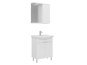 Set mobile lavabo con specchio (2 pezzi) "Purus 65" - 65 x 50 x 83 cm - Bianco