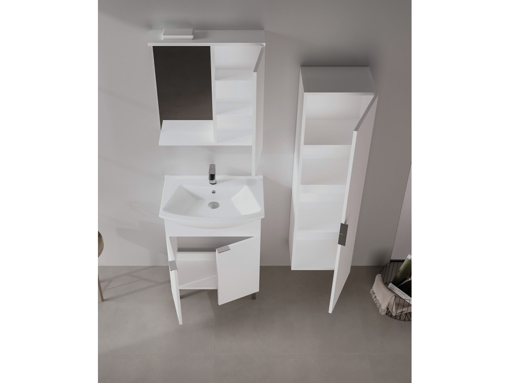 Set mobile lavabo con specchio (2 pezzi) "Purus 65" - 65 x 50 x 83 cm - Bianco