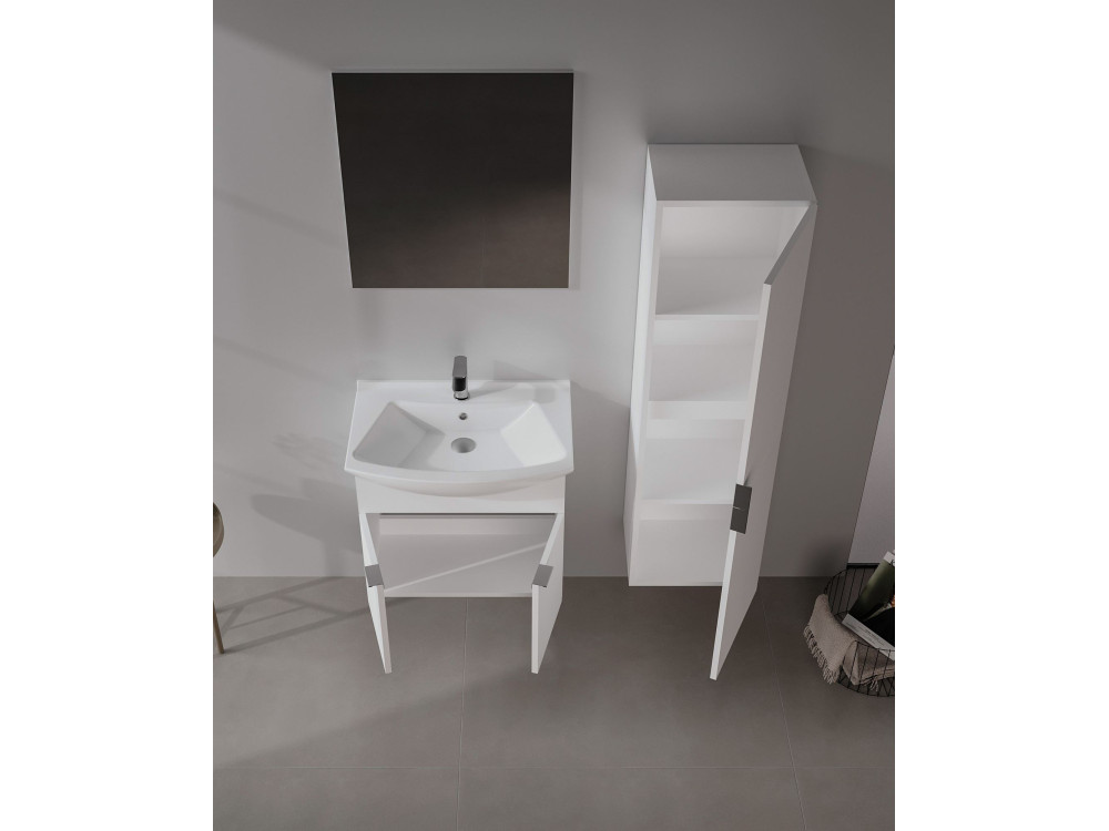 Set mobile lavabo con specchio (2 pezzi) "Purus 65" - 65 x 50 x 58 cm - Bianco